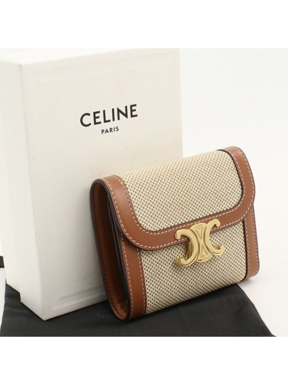 Celine Small Flap Wallet Triomphe Trifold Canvas